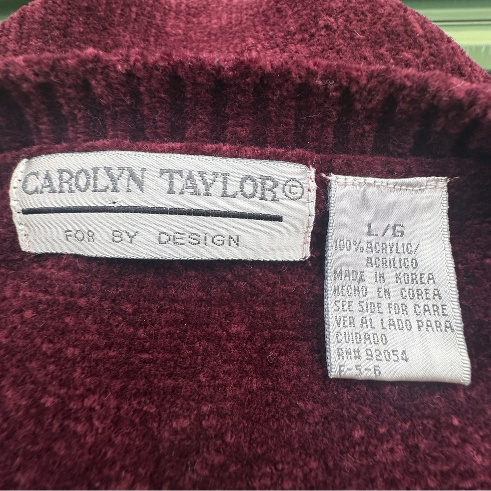 Carolyn Taylor VTG Chenille Floral Embroidered Sweater Cottagecore Grandma L - Picture 3 of 11